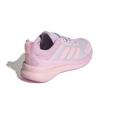 A light pink and lavender Adidas running shoe shown from a three-quarters rear angle on a white background.