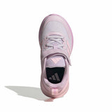 A single toddler's light pink mesh sneaker with a hook-and-loop strap closure, shown from a top-down view on a white background.