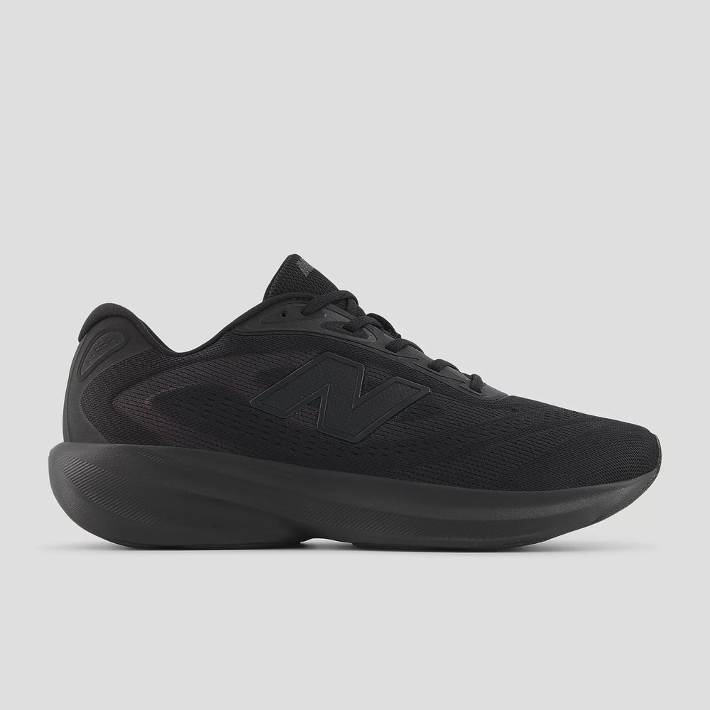Black athletic shoe on a light gray background